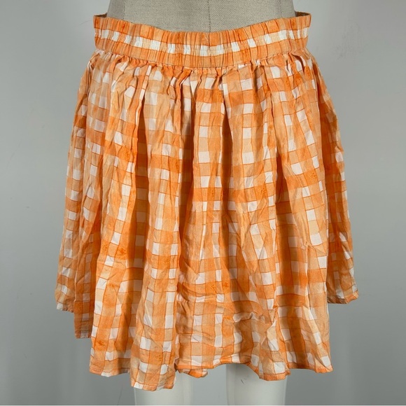 ❤️ UO Orange Checkered Button-Up Skirt L - Picture 6 of 11